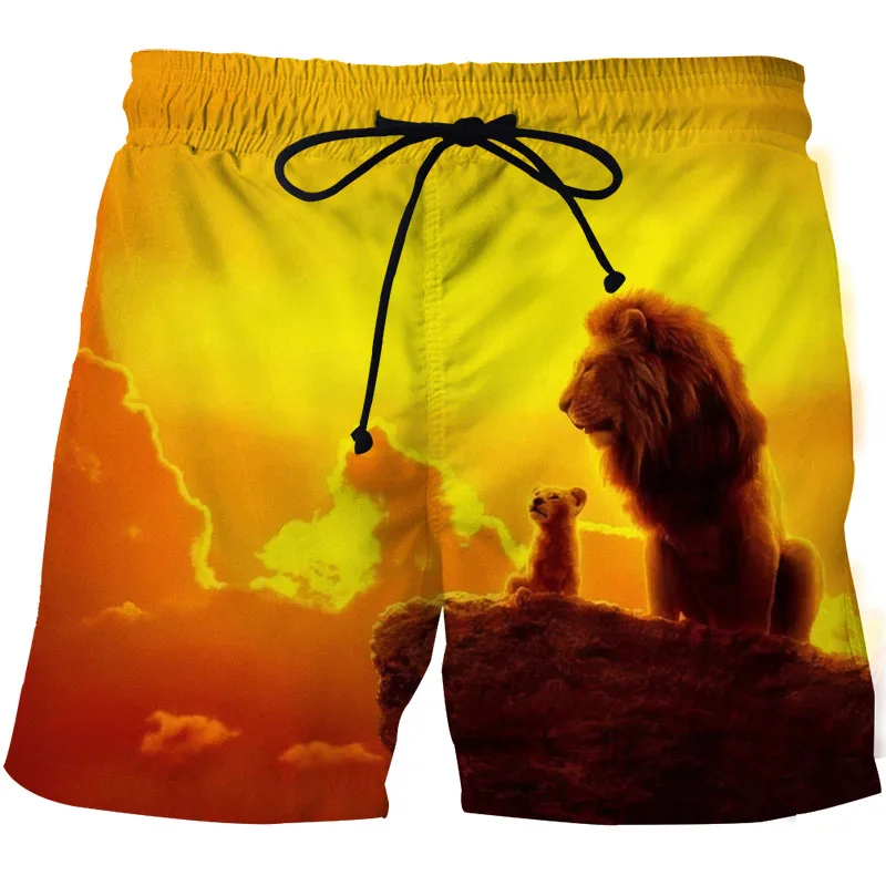 

Fashion Summer Mens Shorts Lion 3D Shorts Summer Beach Short Casual Sports Pants Men Women Vacation surf shorts Bermuda swimsuit