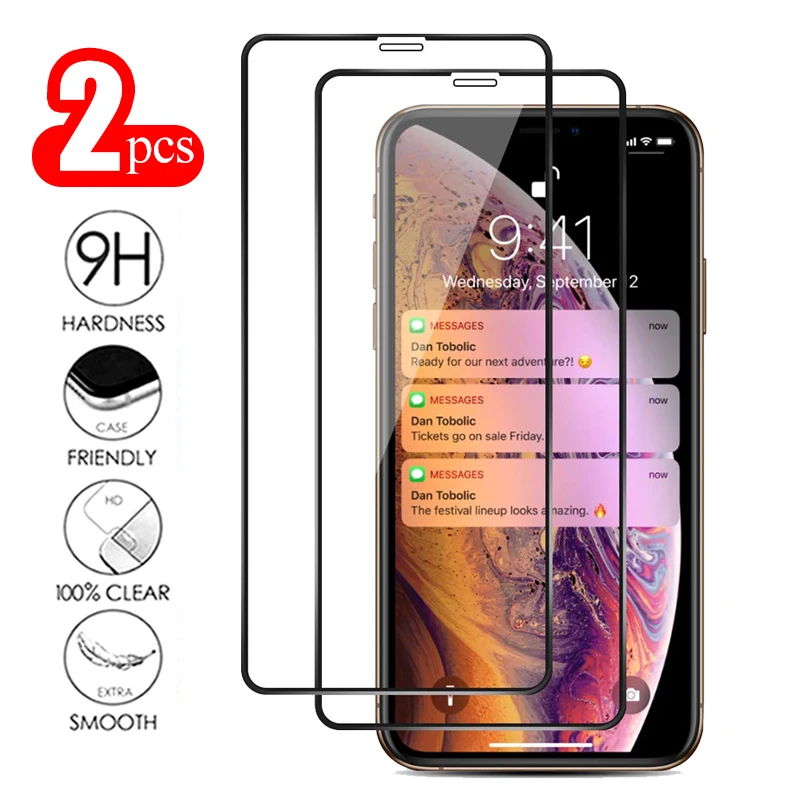 2 шт закаленное стекло для iphone X XS Max XR на 6 7 8 plus 7plus 10 Защитная пленка