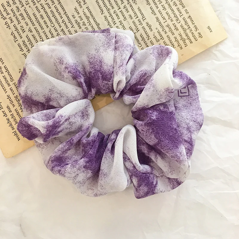 purple Модные женские шифоновые резинки для волос с кольцом, эластичные резинки для волос, чистый цвет, танцевальные резинки для волос, женские аксессуары для волос - Цвет: purple