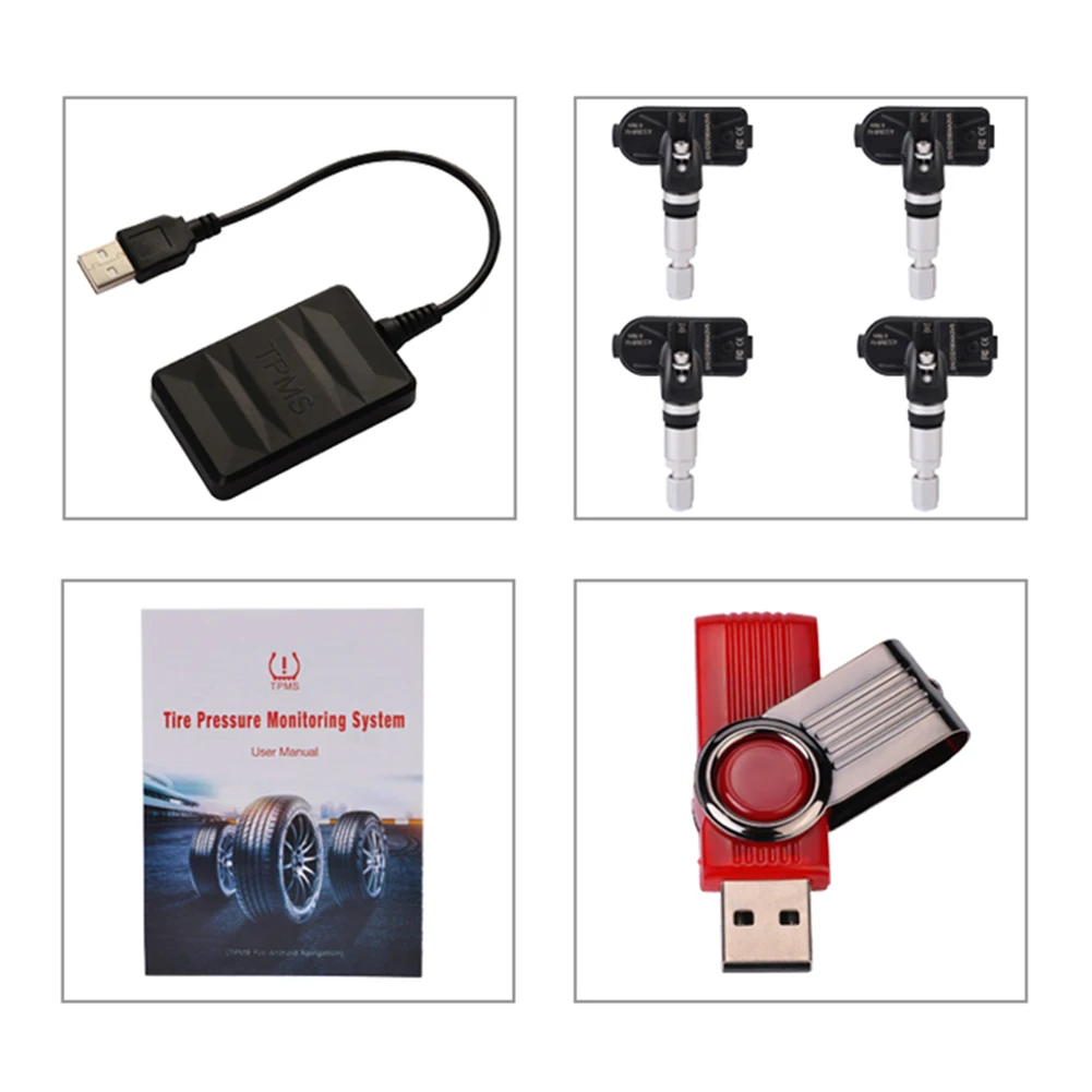 Система контроля давления в шинах TPMS USB зарядка или солнечная батарея внешний 4