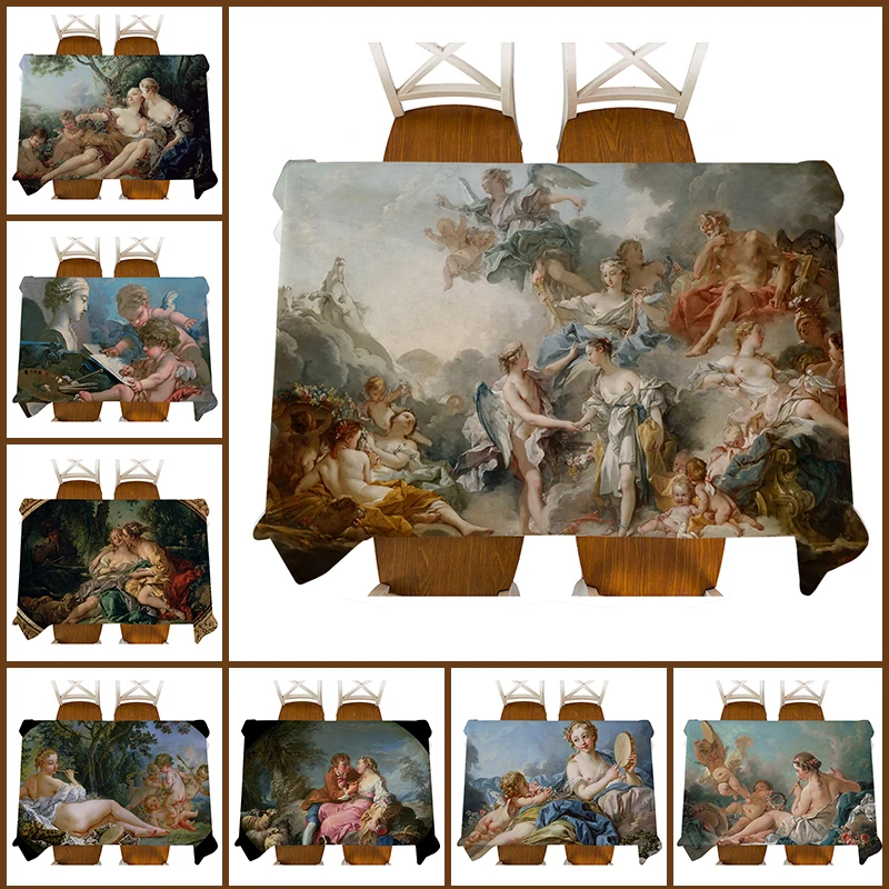 Водостойкая льняная Декоративная скатерть с принтом маслом Francois Boucher плотная