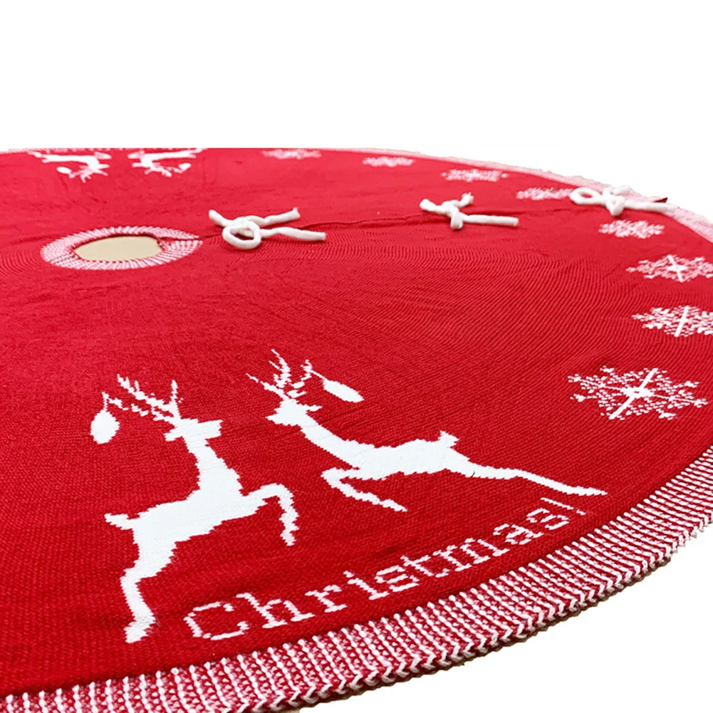 

Fashion Creative Xmas Tree Skirt Decoration Deer Partern Knit Rug Props Christmas Tree Skirt Home Party Supplies Xmas Ornament
