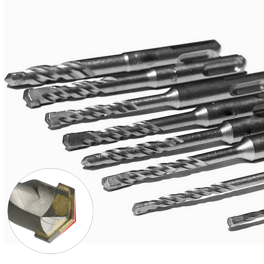 

5 Pieces 110mm Masonry Drill Bits SDS Plus Shank for Electric Hammer Tungsten Carbide Flat-Tip 4 - 12mm