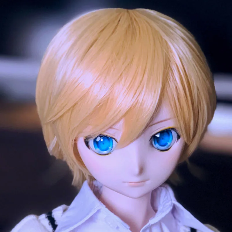 

Bybrana Bjd Wig Doll Yellow Short Straight Hair Suitable For 1/3size Head Circumference Dolls High TemperatureFIiber