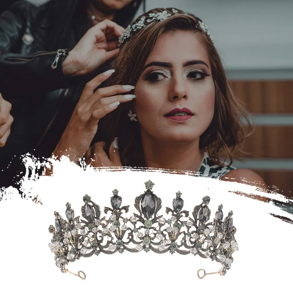 Черная Корона винтажная барокко Хрустальная корона головная повязка аксессуары
