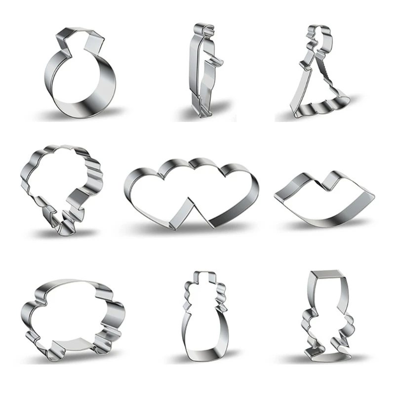 

9pcs/set Wedding Ring Stainless Steel Cookie Biscuit Cutters Molds DIY Fondant