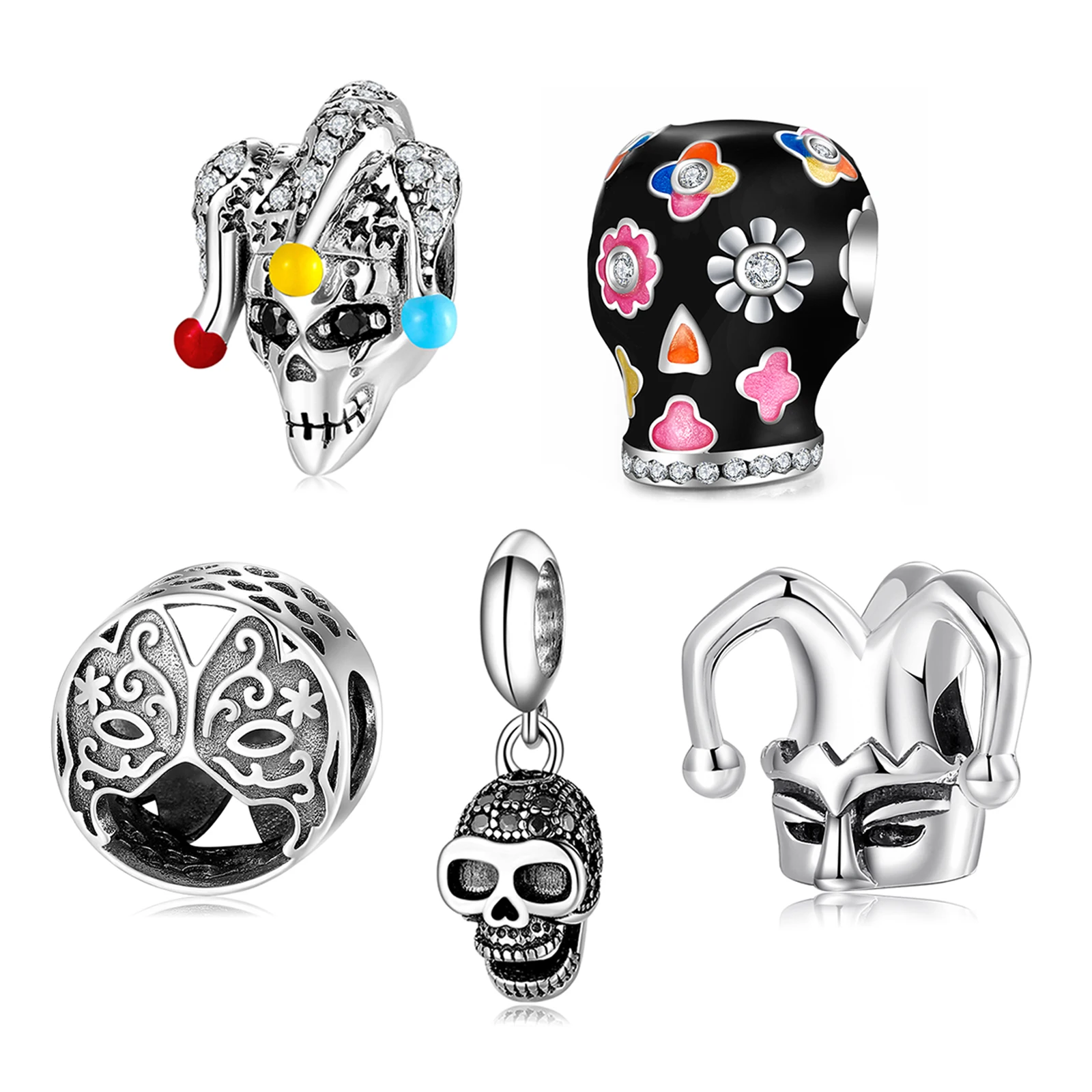 Real 925 Sterling Silver Fashion Charms Pirate skull for Jewelry making Pendants Fit Original Pandora DIY Bracelet | Украшения и