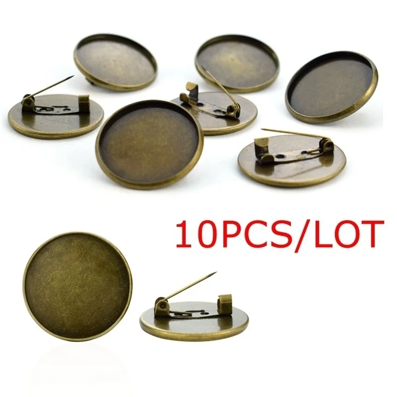 Пустая Брошь булавка 25 мм металлическая круглая брошь ручной работы стеклянная