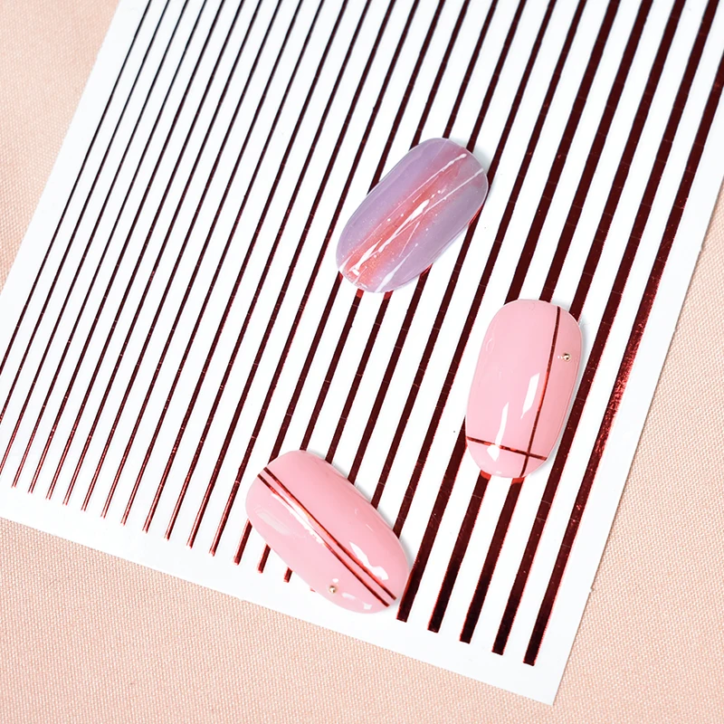 1 шт 3D наклейки для ногтей Полосатое платье радужных цветов линии из фольги s клей