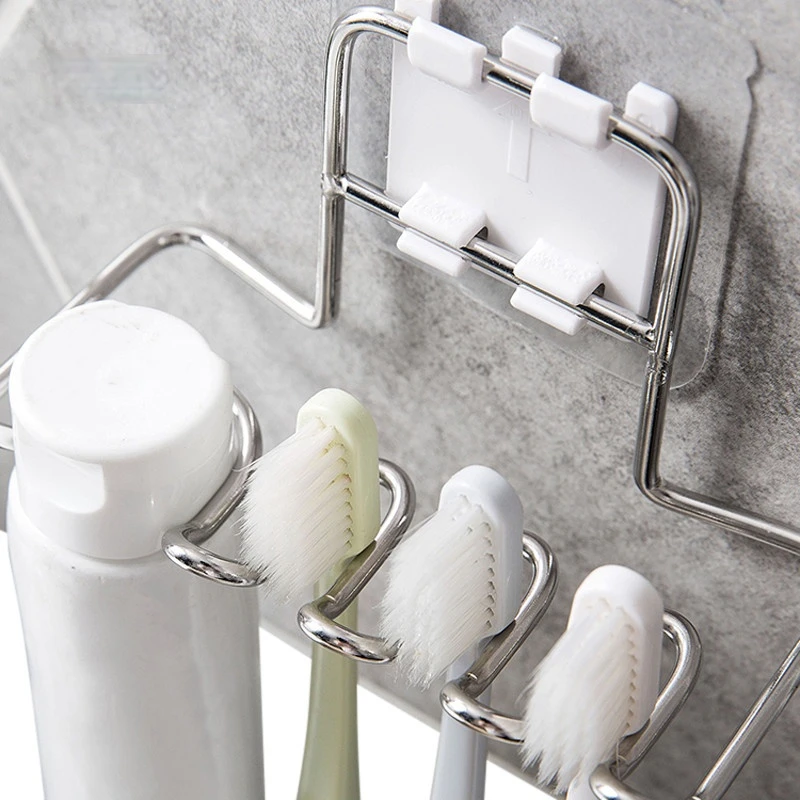 

Stainless steel toothbrush holder wall-mounted bathroom toothbrush toothpaste razor storage rack bathroom tool accessories