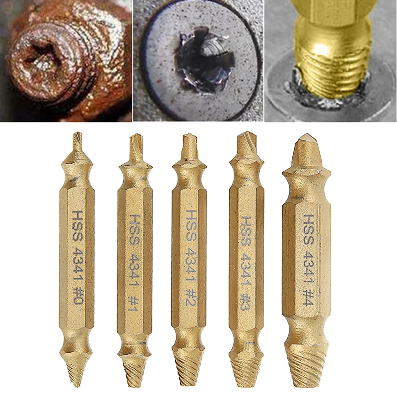 

5pcs Double Side Screw Extractor Speed Out Drill Damaged Durable Broken Bolt Remover Screw Bits High Strength Accessories Tool