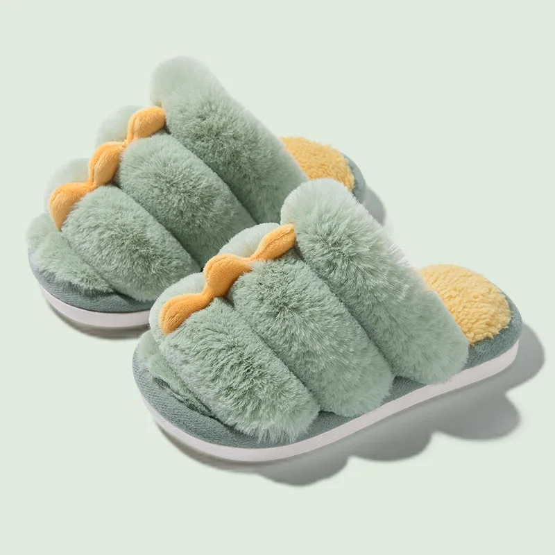 

2021 New Baby Girls Cotton Slippers Plush Winter Children's Boys Cute Plush Slippers Home Indoor Shoes Women Men Family Slippers