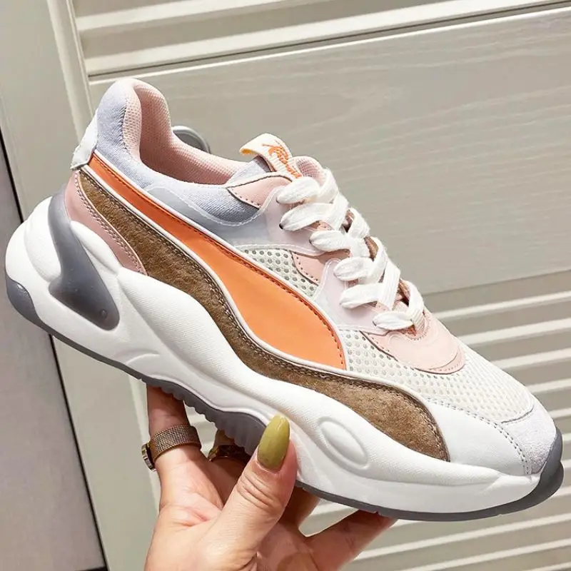 

TAOFFEN New Women Sneaker Cow Leather Lace Up Mixed color Women Shoes Fashion Cusual Daily Shoes Women Footwear Size 35-40