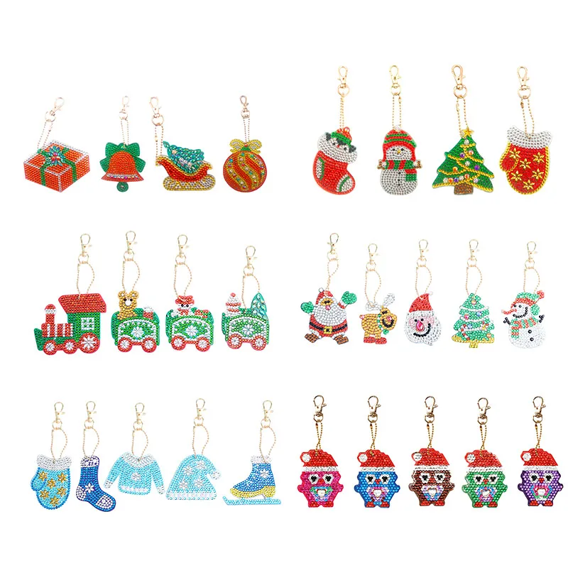 Брелок для ключей с алмазным рисунком набор сделай сам 5 штук в форме пингвина