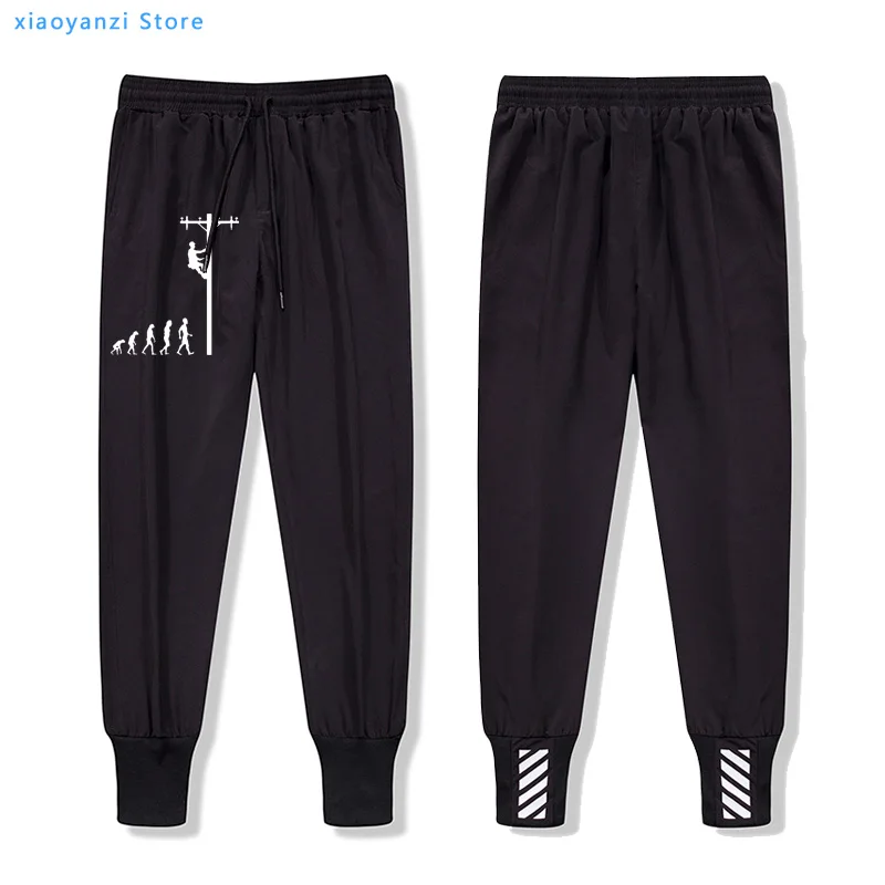 

men sweatpants joggers pants sportswear trousers Human Evolution Of Lineman Birthday Gift For Electrician Dad Father Husband