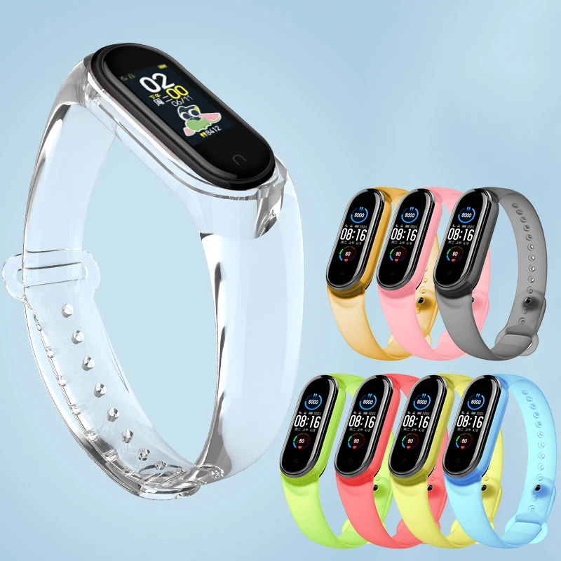 

Transparent Colorful Strap For Xiaomi Miband 6 5 4 3 Silicone Wristband Bracelet For Miband 3 4 5 6 band belt Sports Bracelet