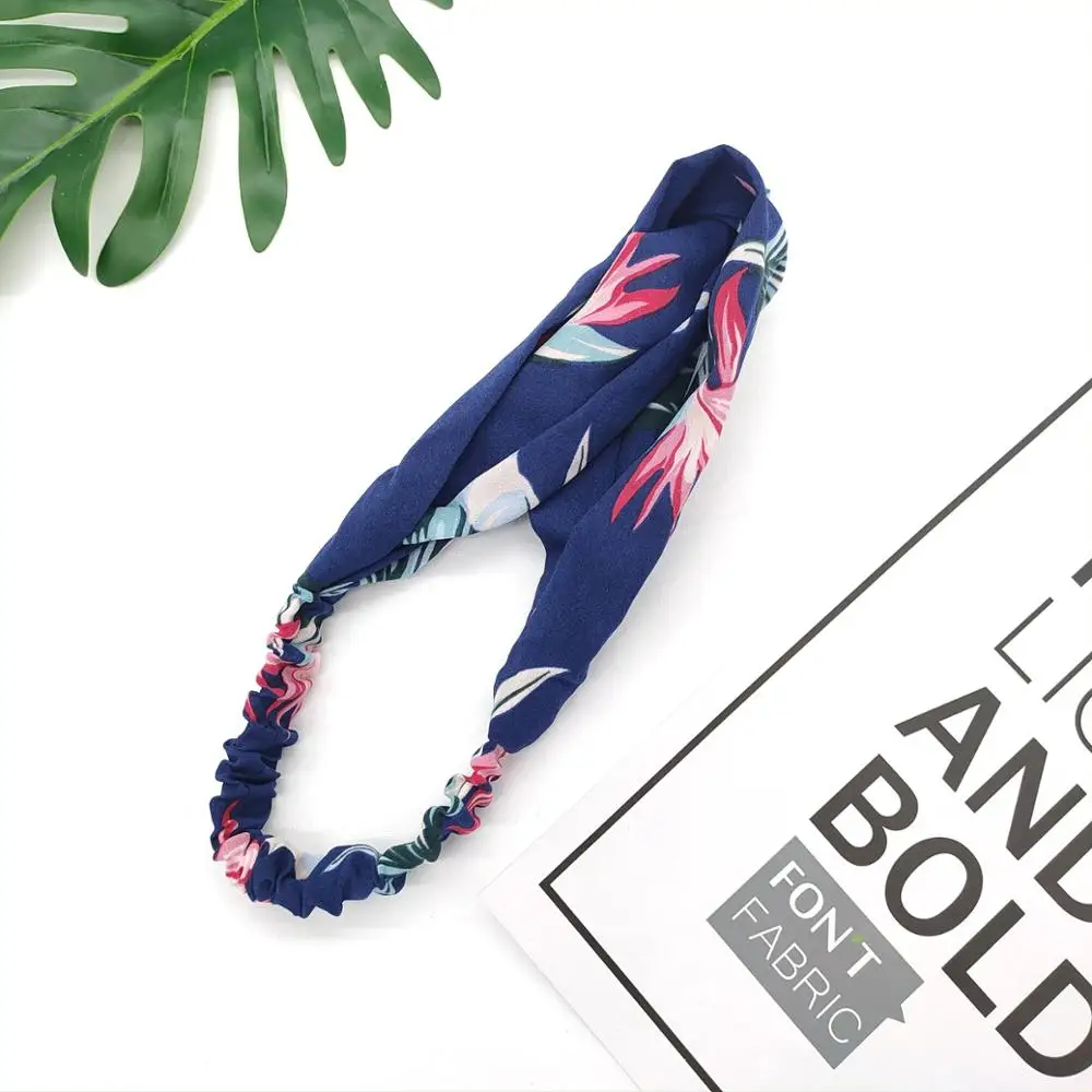 

SONDR Free shipping Temperament floral headband women's cloth crescent print cross section wide brim headband headdress