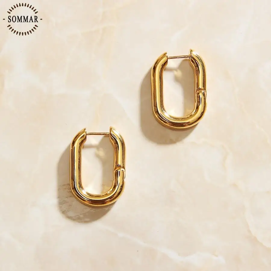 

SOMMAR Trendy Gold Plated Men and Women earrings 2020 trendy Geometric Minimalism earring for women diy