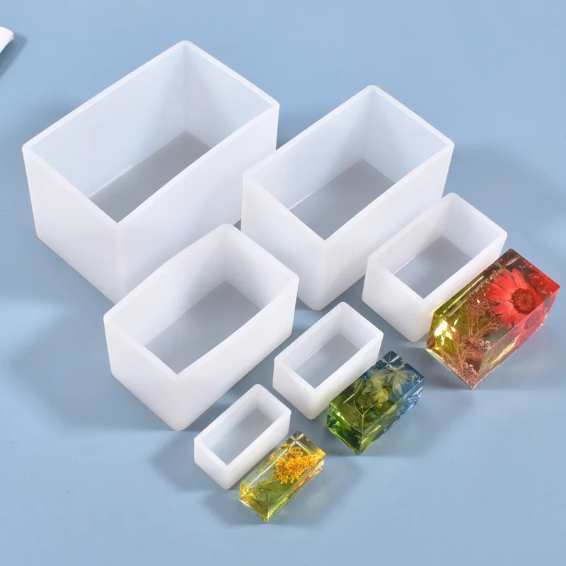 DIY Crystal Epoxy Resin Mold Rectangle Swing Table Resin Dried Flower Filled Rectangle Silicone Mold