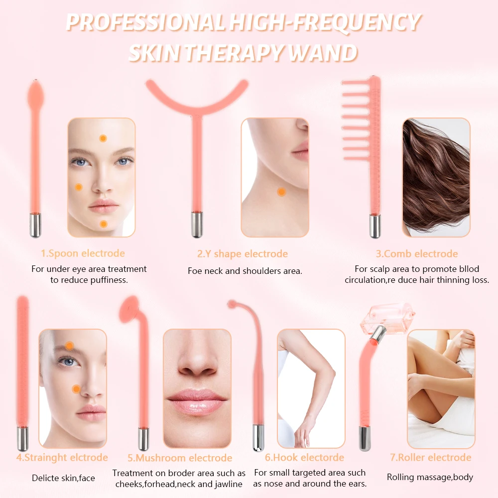 

Facial Beauty Tools High Frequenc Facial Machin Electrotherapy Wand Frequency Electrotherapy Comb Household Handheld Head Tools