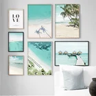 Настенная картина кокосовое дерево, скандинавские постеры с принтом морского дома, пляжа, берега, для украшения гостиной