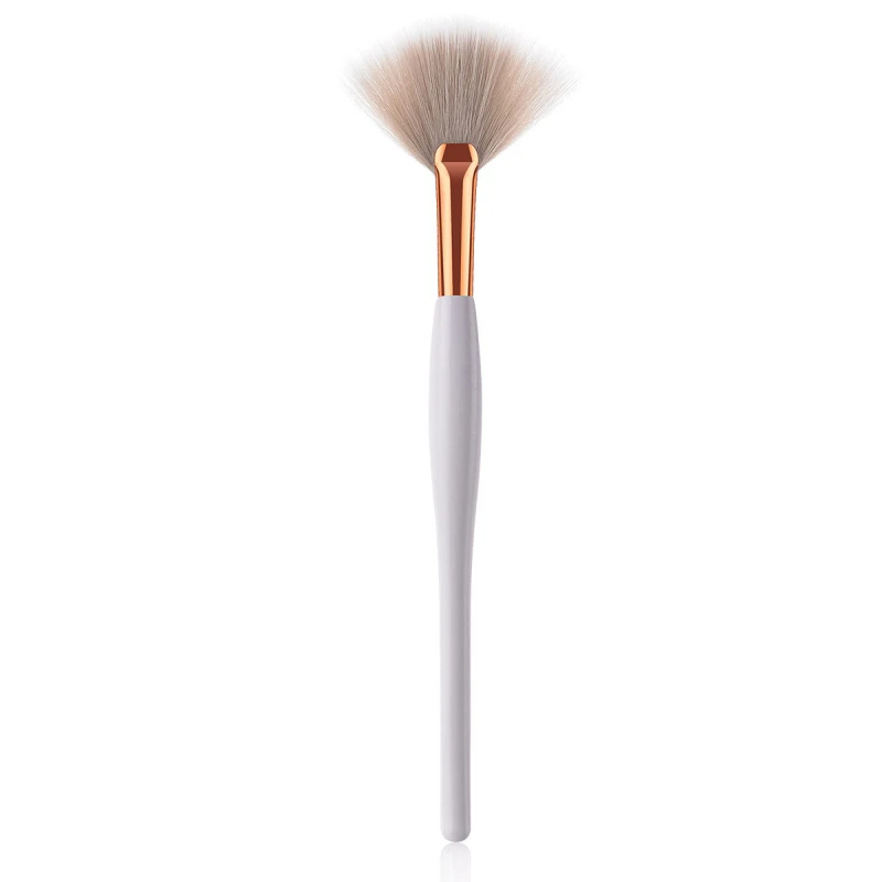 1- Fan shape brush Белый и золотой деревянный набор кистей для макияжа, мягкая основа, пудра, румяна, тени для век, консилер, Кисть для макияжа глаз, кисти для косметики, инструменты - Handle Color: 1- Fan shape brush
