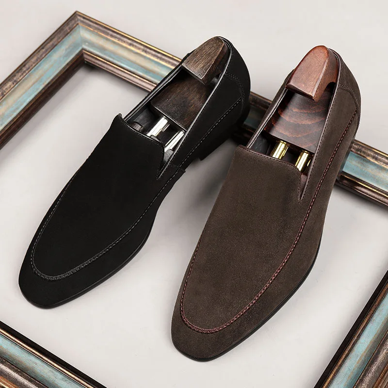 Новинка Сезон весна лето Мужские повседневные деловые слипоны туфли из замши