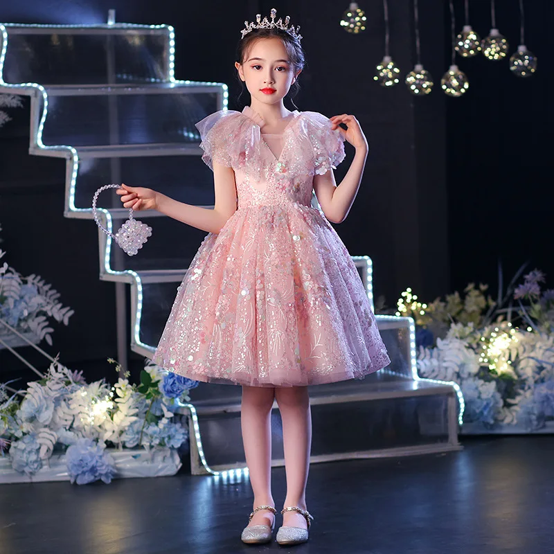 

Kids Princess Dresses Girl Elegant Prom Tutu Gowns 2021 New Children Graduation Dress Teenages Wedding Bridesmaid Robe