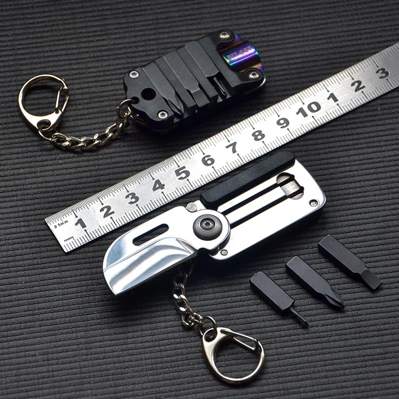 Мультитул EDC мини-нож с брелоком отвертка бита складной нож инструменты из