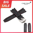 Ремешок CARLYWET толстый из натуральной кожи для наручных часов, роскошный браслет с серебряной пряжкой для Audemars Piguet 42 мм, Королевский дуб для морского побережья