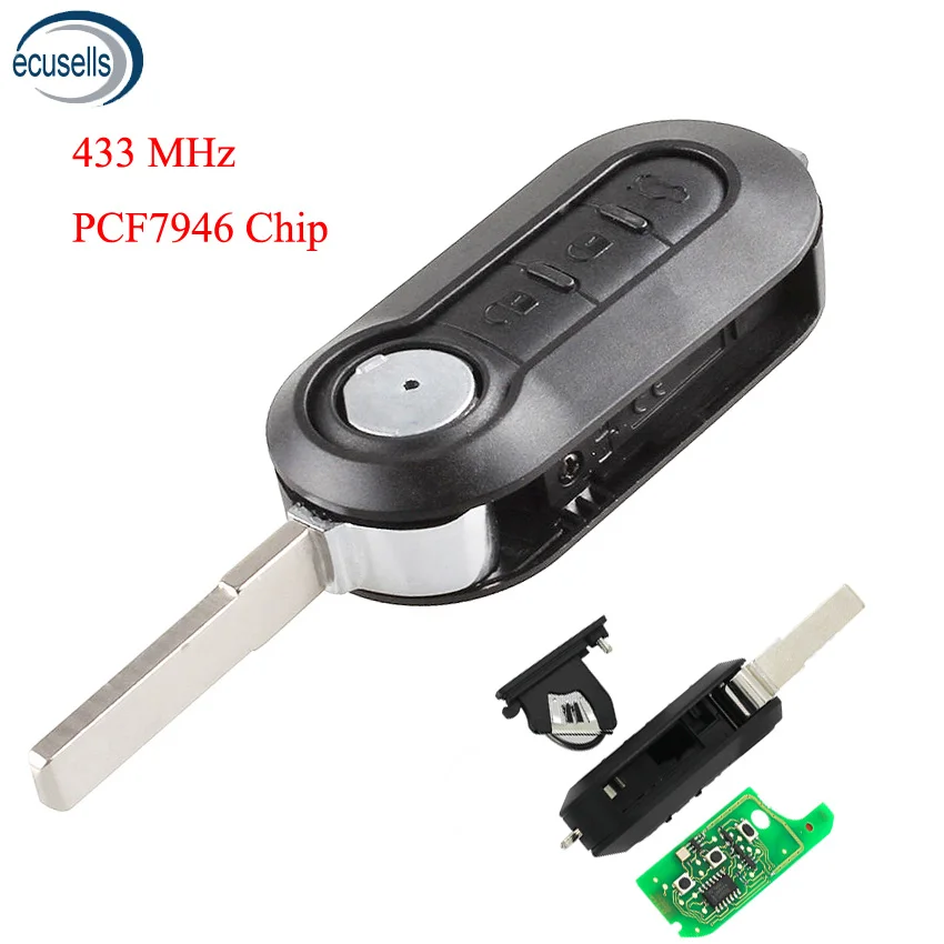 Запасной дистанционный ключ брелок от машины 3 кнопки 433 МГц PCF7946 чип для Fiat 500L Bravo
