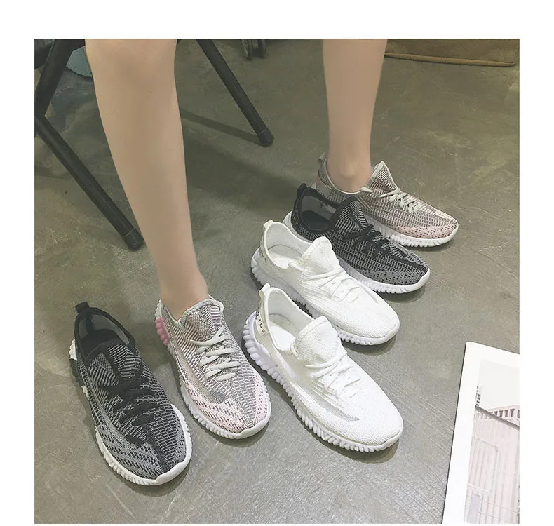 NIKEZI/семейная одежда для родителей и детей, для девочек и мальчиков, детская одежда, сетчатые вязаные Лоферы без шнуровки, кроссовки для бега Yeezys Air Boost