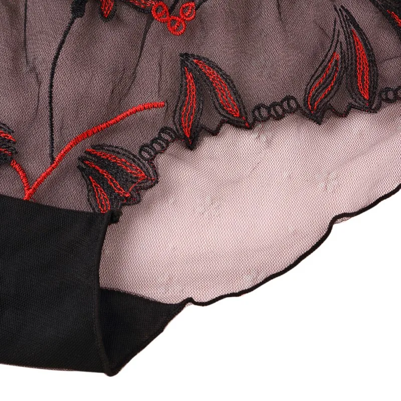 Привлекательные женские Соблазнительные вышитые узкие сетчатые трусики с