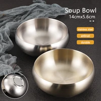 stainless steel rice bowls golden soup bowl insulation dish salad pot kitchen snack plate tableware
