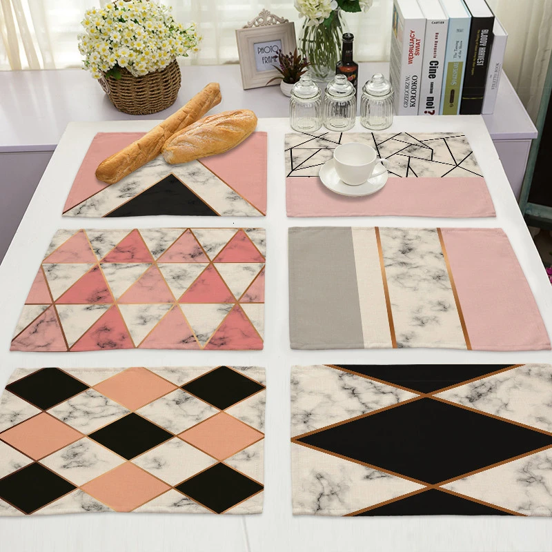 

1Pcs Colorful Cotton Linen Placemat Geometric Pattern Table Mats Kitchen Dining Coaster Pad Cup Mat 42*32cm Home Decor MG0051