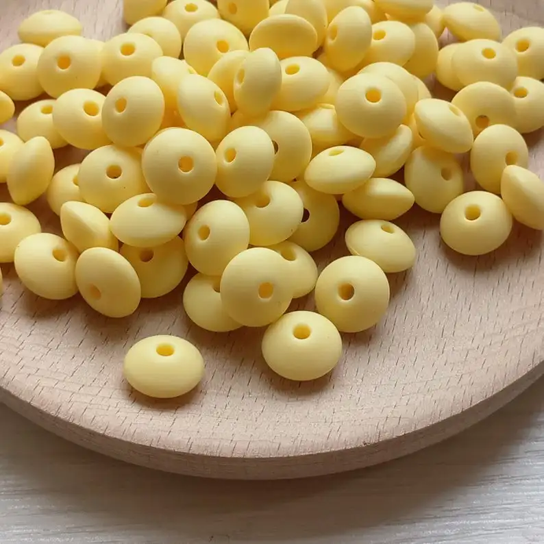cream yellow Jojochew хорошее качество блюдце силиконовые бусины 12 мм Силиконовые Прорезыватели для зубов еда класс Детские трофеи BX1-36 - Цвет: cream yellow