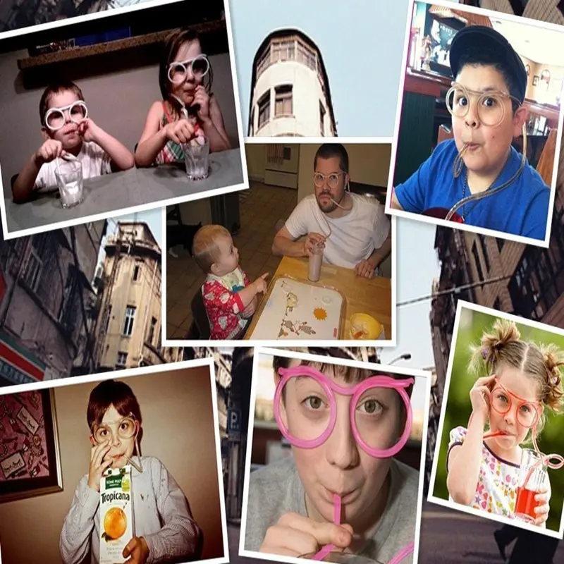 Забавные мягкие пластиковые соломенные очки гибкие питьевые соломинки