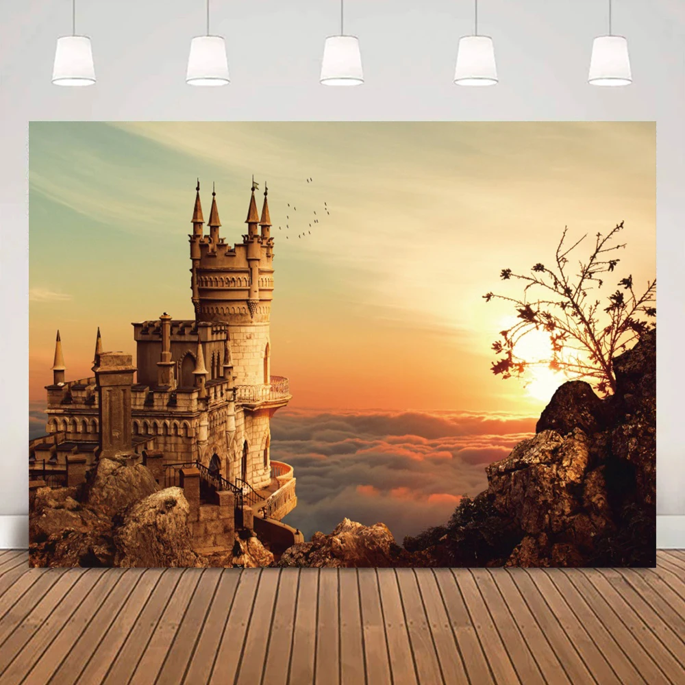 Буксирующий замок фоны Закат над морем облаков комната студия декорация