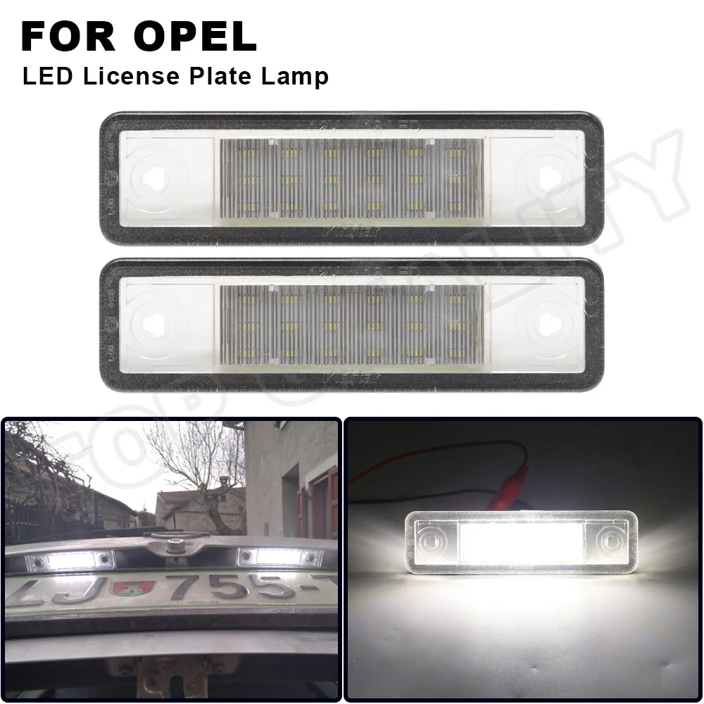

For Vauxhall For Opel Corsa B Astra F G Omega Zafira Signum Vectra B Car LED License Plate Lights 12V White Number Plate Lamp 2X