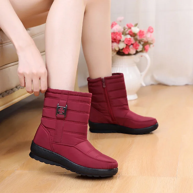 

Snow Boots Womens Winter Warm Plush Thick Booties Fashion Casual Mama Cotton Shoes Wedges Non-slip Waterproof Australia Classics