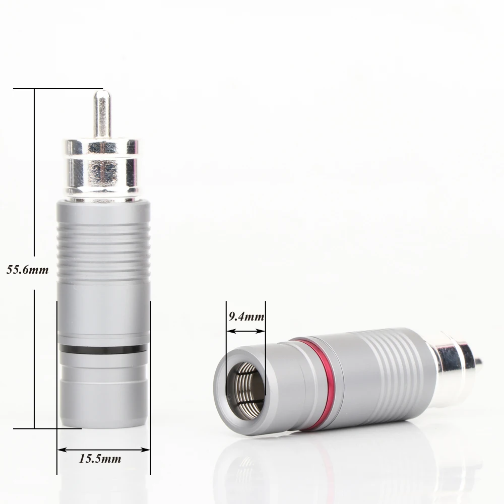 

4Pcs Yter Silver Shadow silver plated hi-end RCA plug audio video single wire plug for audio interconnect cable