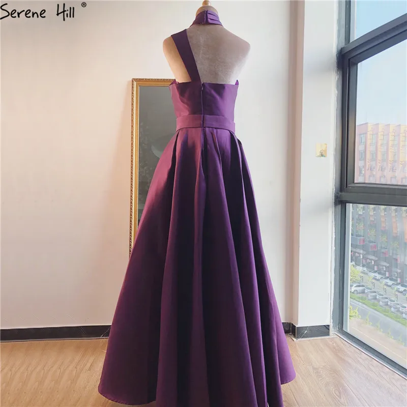 Фиолетовые сексуальные атласные вечерние платья на одно плечо 2021 с высоким