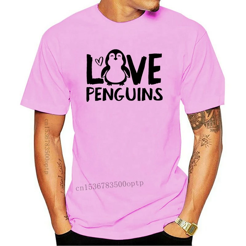 

Новинка 2021, модная футболка из 100% хлопка, Милая женская футболка с надписью Love для любителей пингвина