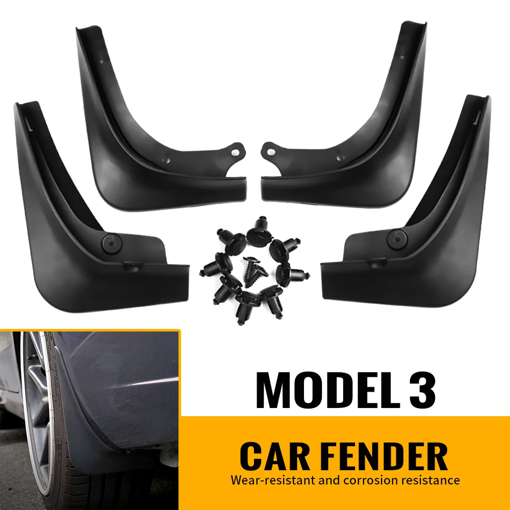

For Tesla Model 3 2017 2018 2019 2020 2021 Rubber Car Mud Flaps Splash Mudguards Front Rear Wheel Fender Protector Auto Mudflaps