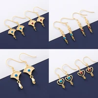 new s925 sterling silver antique gold retro fan shaped earrings handmade accessories diy earrings base various ethnic styles hot