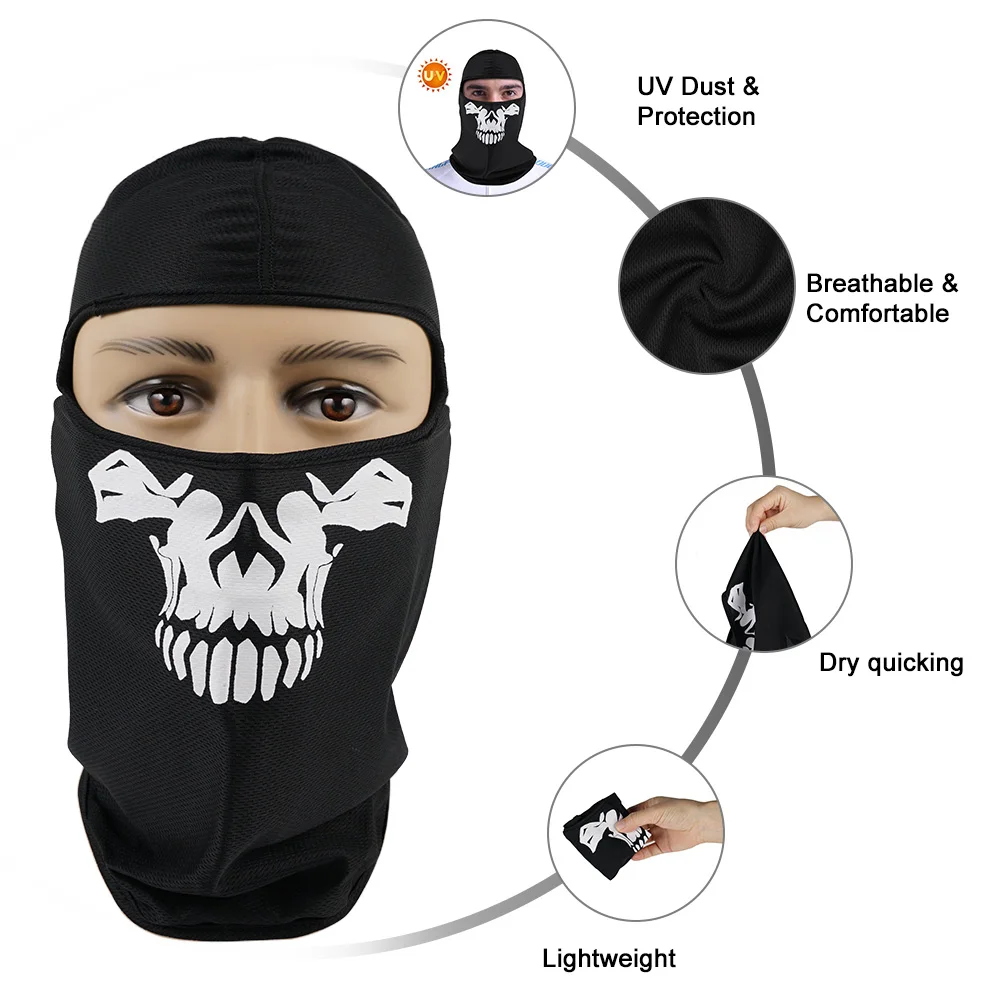 Мотоциклетная маска для лица с рисунком призрака черепа летняя Балаклава