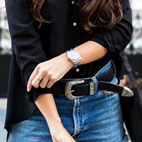 vintage women pu leather belts carved buckle designer luxury waist belt punk trouser jeans dress female decoration belt