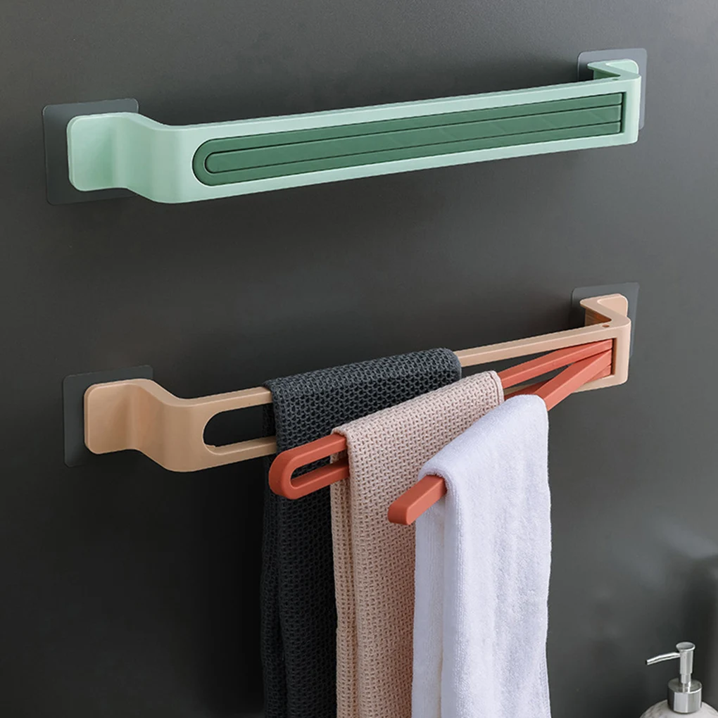 

RecabLeght Towel Rack Bathroom Accessories Folding Hand Towel Holder Wall Mounted Storage Shelf Hanger ABS For Kitchen Bar Tools