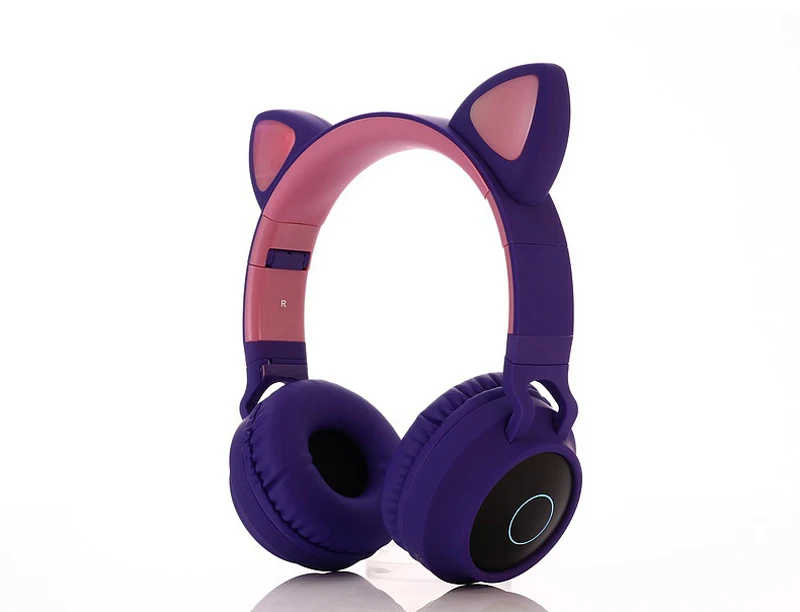 Purple no box E T кошачьи наушники беспроводные Bluetooth наушники светодиодный кошачий наушник гарнитура для iPad Телефон Bluetooth кошачьи наушники музыкальные наушники - Цвет: Purple no box