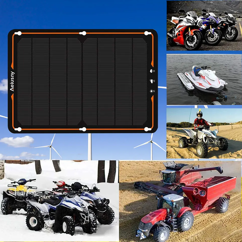 

10W 12V solar panel on-board battery charger, portable solar panel trickle charging kit